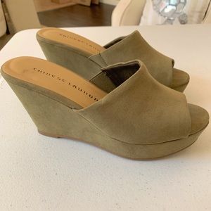 Wedge heels/slides light sage green
